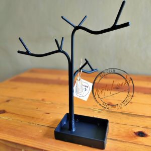 handcrafted metal jewellery stand with base storage