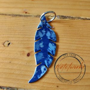 Handcrafted metal feather keyring